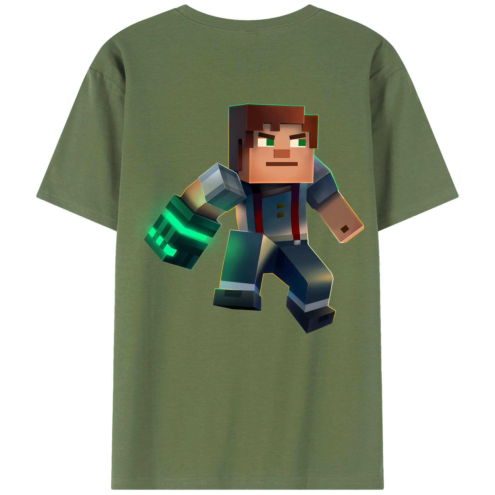 （画像用） マインクラフト ブロックの世界 Minecraft MC Block world 綿100％ メンズ半袖Tシャツ（バックプリント） 通気性